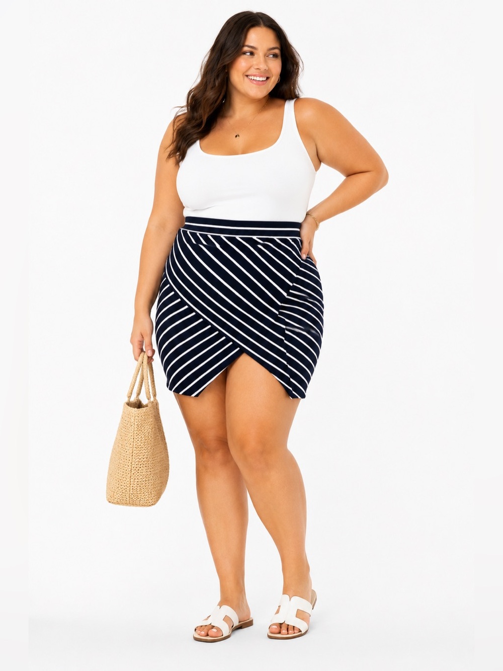 New Torrid 4x Navy and White Striped Women's Skirt